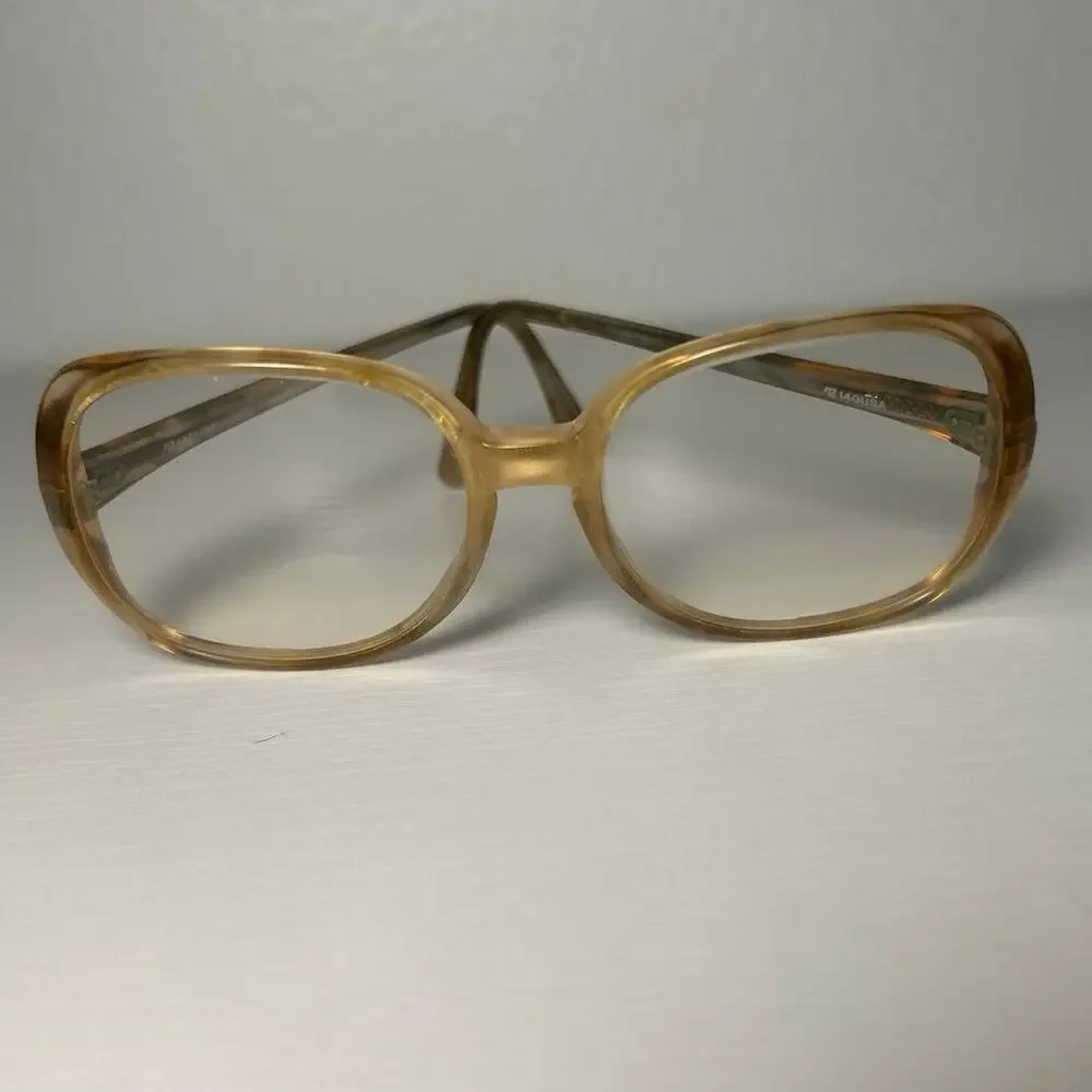 Vintage Translucent Amber Eye Glass Frames70’s-80’s, Oversized 54 17 140, USA